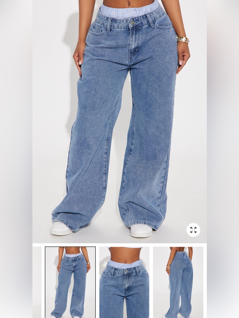 Fashion Nova Relaxed Wide-Leg Jeans in Light Blue Wash